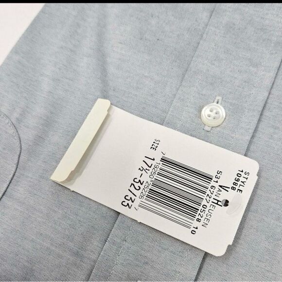 Van Heusen Gray pinpoint Oxford size 17.5 - Picture 3 of 5